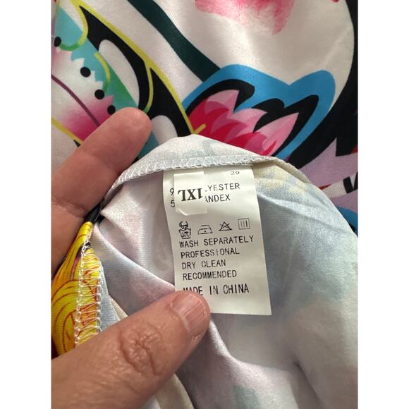 White Floral Maxi Dress plus size Party Dress 1XL - Picture 6 of 7